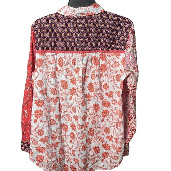 SUNDANCE Patchwork Handkerchief Shirt, Festival, Coastal, Boho, Hippie, Artsy, S - Picture 4 of 8